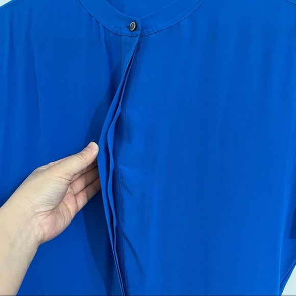 Madewell Blue Silk Short Sleeves Dress - Picture 2 of 8